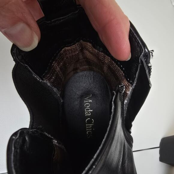 Moda Chics Black Platform Chunky Round Toe Boots Mobwife Rock Punk Edgy Goth 6.5 - Picture 10 of 11